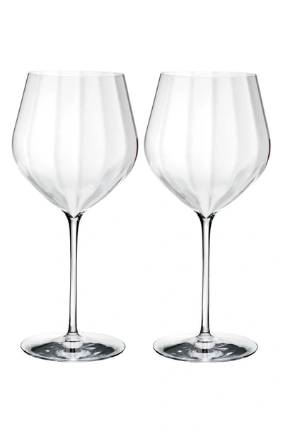 Waterford Elegance Optic Big Red Set Of 2 Lead Crystal Wine Glasses In Crystal