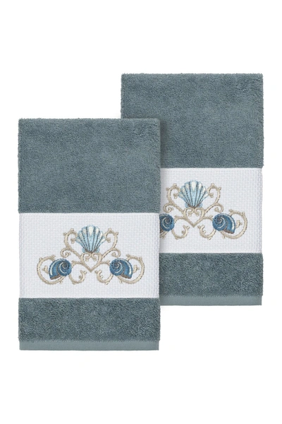 Shop Linum Home Bella Embellished Hand Towel In Teal