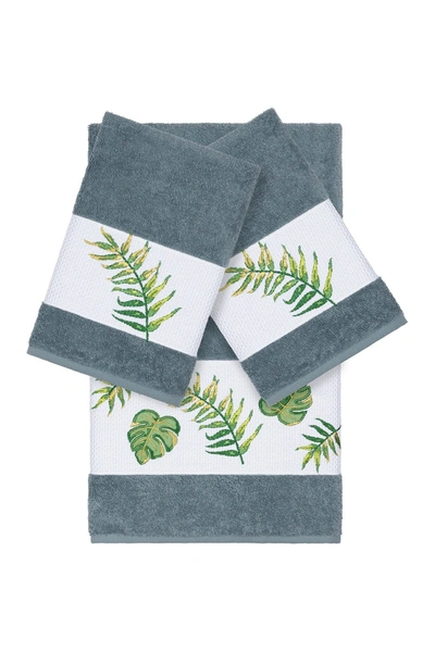 Linum Home Zoe 3-piece Embellished Towel In Teal