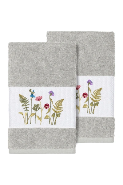 Linum Home Serenity Embellished Hand Towel In Light Grey