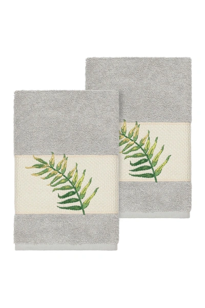 Linum Home Zoe Embellished Hand Towel In Light Grey