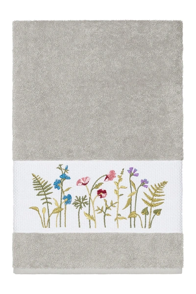Linum Home Serenity Embellished Bath Towel In Light Grey