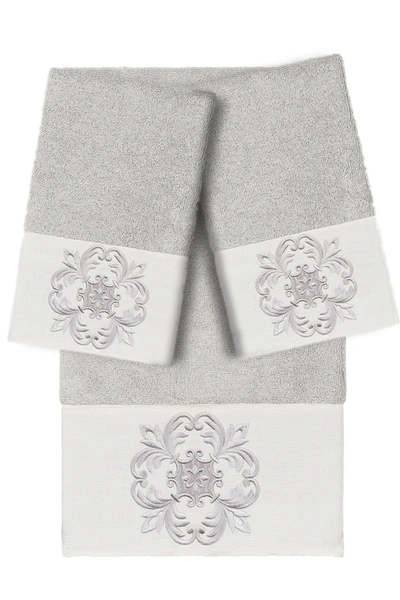 Linum Home Alyssa 3-piece Embellished Towel In Light Gray