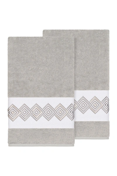 Shop Linum Home Noah Embellished Bath Towel In Light Grey