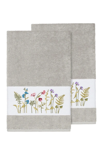 Linum Home Serenity Embellished Bath Towel In Light Grey