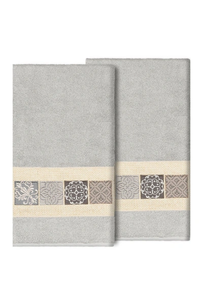 Linum Home Vivian Embellished Bath Towel In Light Gray