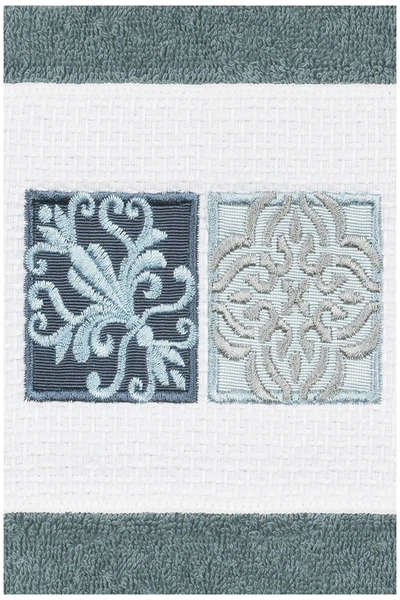Linum Home Vivian Embellished Hand Towel In Teal