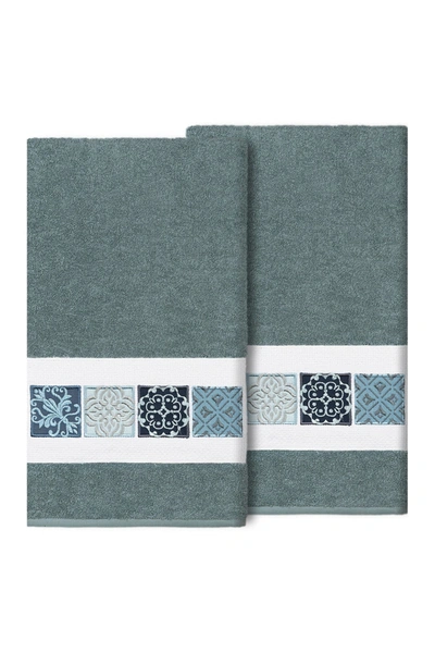 Linum Home Vivian Embellished Bath Towel In Teal