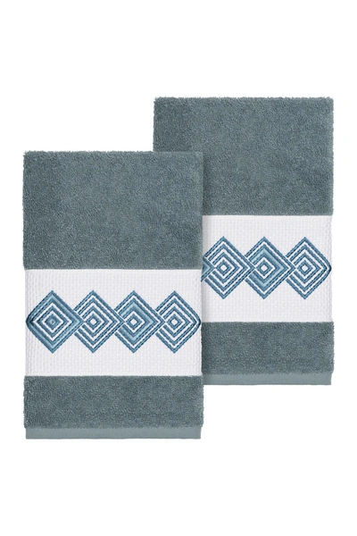 Linum Home Noah Embellished Hand Towel In Teal