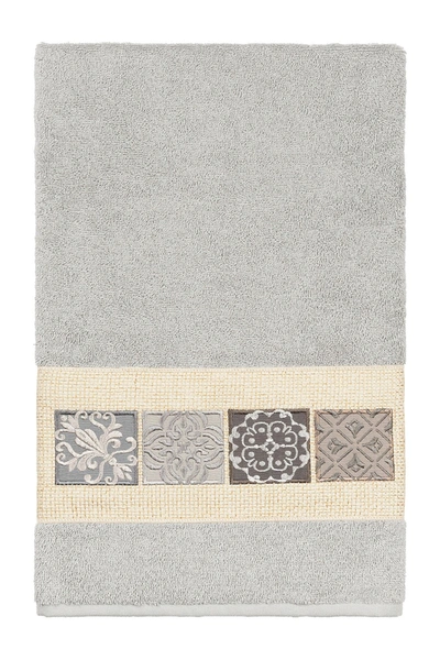 Linum Home Vivian Embellished Bath Towel In Light Gray