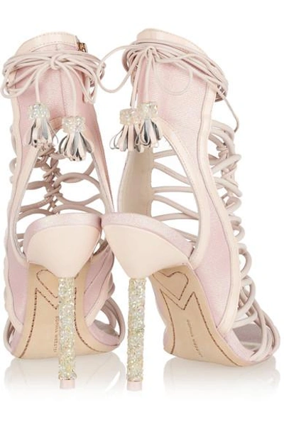 Shop Sophia Webster Lacey Crystal-embellished Leather Sandals In Pink