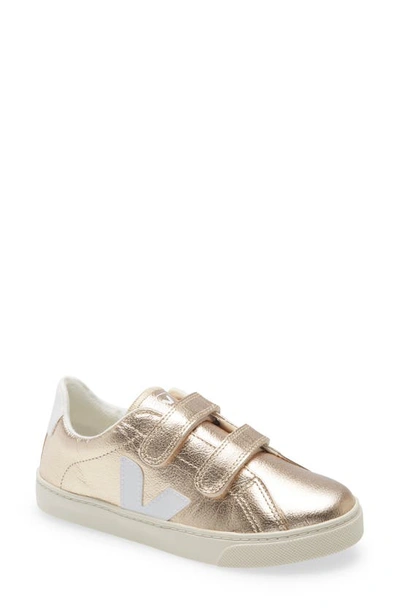 Veja Kids Gold & White Leather Esplar Sneakers In Platine_white | ModeSens
