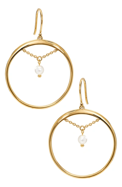 Shop Ajoa Imitation Pearl Hoop Earrings In Gold