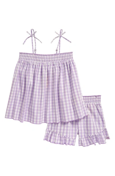 Shop Scotch R'belle Kids' Check Tank & Shorts Set (little Girl & Big Girl) In Purple