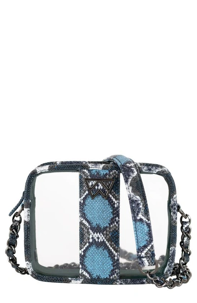 Shop Kelly Wynne Clear Mingle Mingle Mini Crossbody Bag In Blue Multi Python