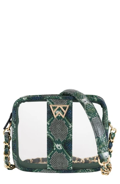 Shop Kelly Wynne Clear Mingle Mingle Mini Crossbody Bag In Green Multi Python