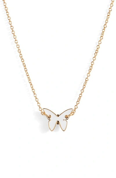 Shop Jennifer Zeuner Mini Mariah Enamel Butterfly Necklace In White