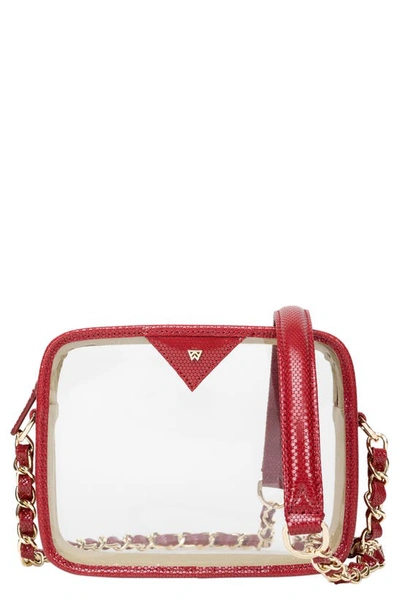 Shop Kelly Wynne Clear Mingle Mingle Mini Crossbody Bag In Red Haute