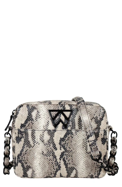 Shop Kelly Wynne Mingle Mingle Mini Embossed Leather Crossbody Bag In Boss Lady