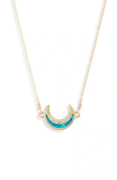 Shop Set & Stones Saylor Moon Pendant Necklace In Gold/ Blue