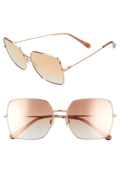 Shop Dolce & Gabbana 57mm Gradient Square Sunglasses In Pink Gold/ Grad Pink Mirror