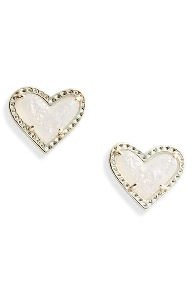 Shop Kendra Scott Ari Heart Stud Earrings In Gold/ Iridescent Drusy