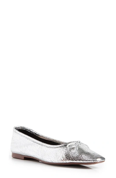 Shop Schutz Arissa Square Toe Ballet Flat In Silver Leather