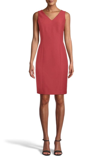 Shop Anne Klein Ridge Crest Sleeveless Sheath Dress In Cinnamon/ Anne Black