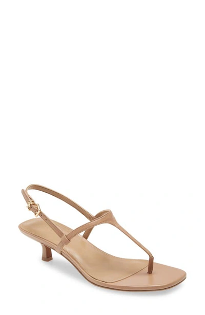 Michael Michael Kors Tasha T-strap Kitten Heel Sandal In Dark Camel Leather  | ModeSens