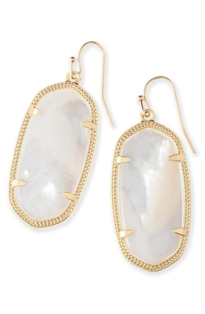 Shop Kendra Scott Elle Filigree Drop Earrings In Ivory Mother Of Pearl/ Gold