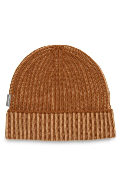 Shop Burberry Rib Cashmere Beanie In Camel