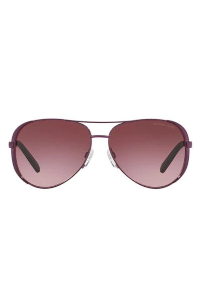 Michael Kors Collection 59mm Aviator Sunglasses In Plum/ Burgundy Gradient