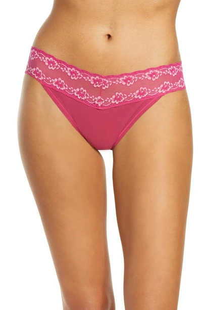 Shop Natori Bliss Perfection Thong In Berry / Blush Pink