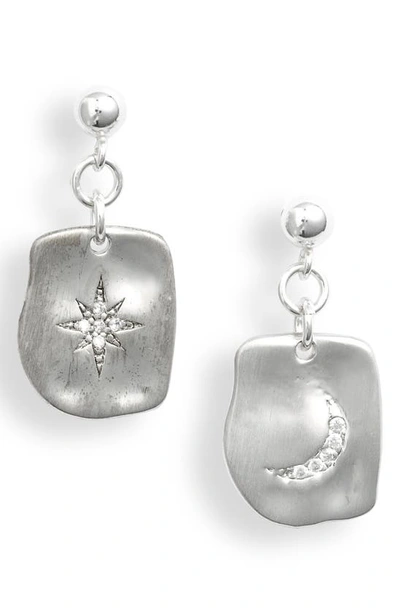 Shop Set & Stones Case Drop Earrings In Silver