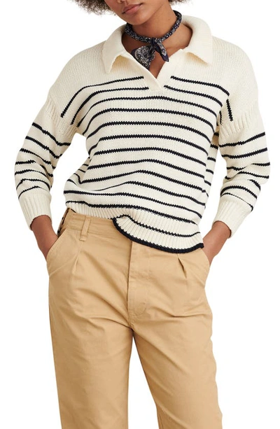 Shop Alex Mill Jacques Stripe Pullover In Ivory/ Dark Navy