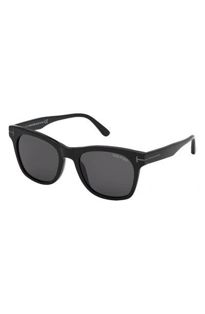 Shop Tom Ford Brooklyn 54mm Square Sunglasses In Shiny Black/ Smoke