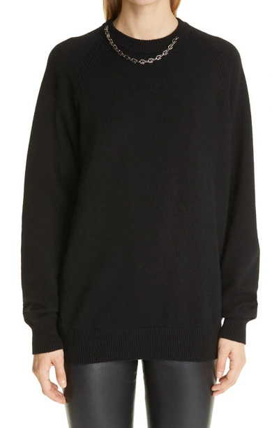 Shop Givenchy G-link Chain Collar Cashmere Sweater In Black