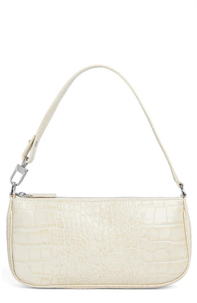 Shop By Far Rachel Croc Embossed Leather Bag In Cream