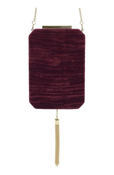 Olga Berg Cassandra Velvet Box Clutch In Ruby