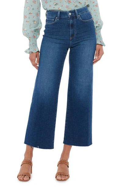 Shop Paige Anessa High Waist Frayed Hem Crop Wide Leg Jeans In Talisman