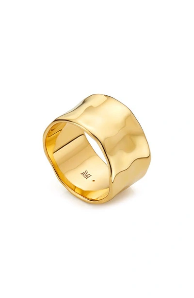 Shop Monica Vinader Siren Muse Wide Ring In Yellow Gold