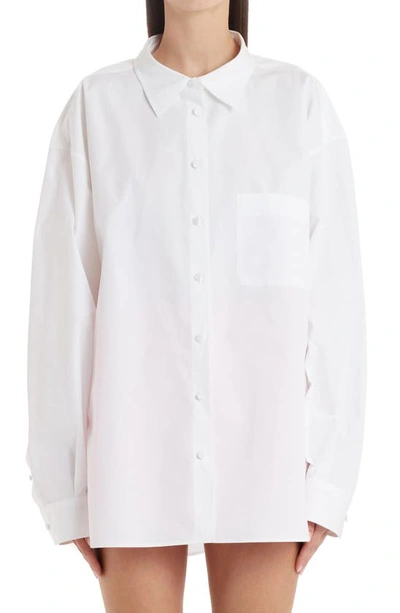 Shop Valentino Oversize Button-up Cotton Blouse In Bianco Ottico