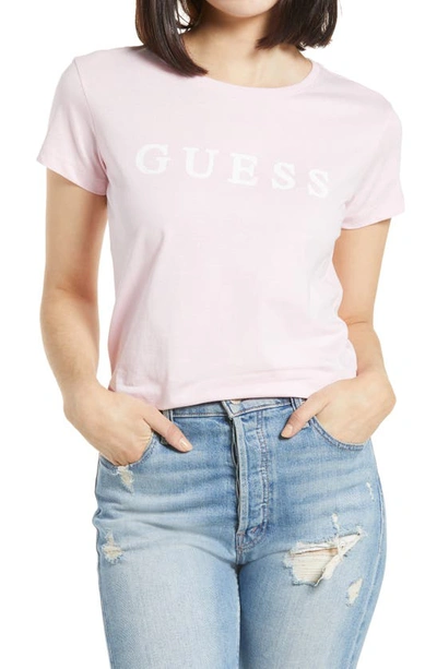 Shop Guess Logo Graphic Tee In Washed Out Pink