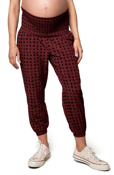Ingrid & Isabelr Abstract Check Smocked Waist Maternity Joggers In Abstract Check