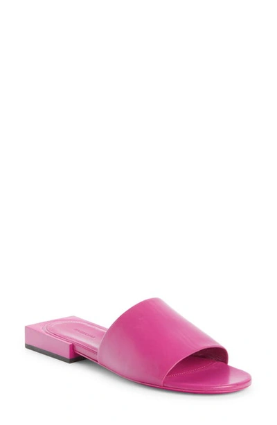 Shop Balenciaga Logo Box Slide Sandal In Pink/ Black