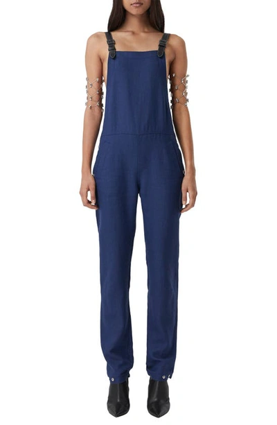 Shop Burberry Virgin Wool Blend Overalls In Dark Canvas Blue