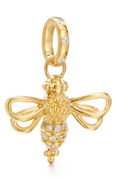 Shop Temple St Clair Resting Bee Pavé Diamond Enhancer In Yellow Gold