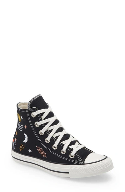 Converse Chuck Taylor All Star Lift Hi 'it's Ok To Wander' Embroidered  Sneakers In Black In Black/ White/ Black | ModeSens