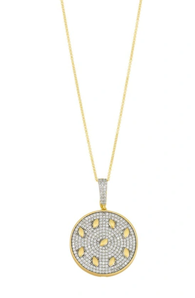 Shop Freida Rothman Armor Of Hope Petals & Pavé Pendant Necklace In Gold And Silver With Mop