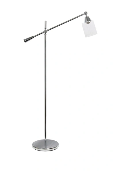 Shop Lalia Home Swing Arm Floor Lamp With Clear Glass Cylindrical Shade In Chrome